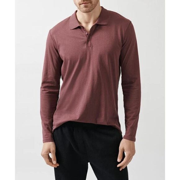 ATM Anthony Thomas Melillo AM4319 GAB Men's Sz Medium Maroon L/S Polo Shirt $115 - Picture 8 of 9